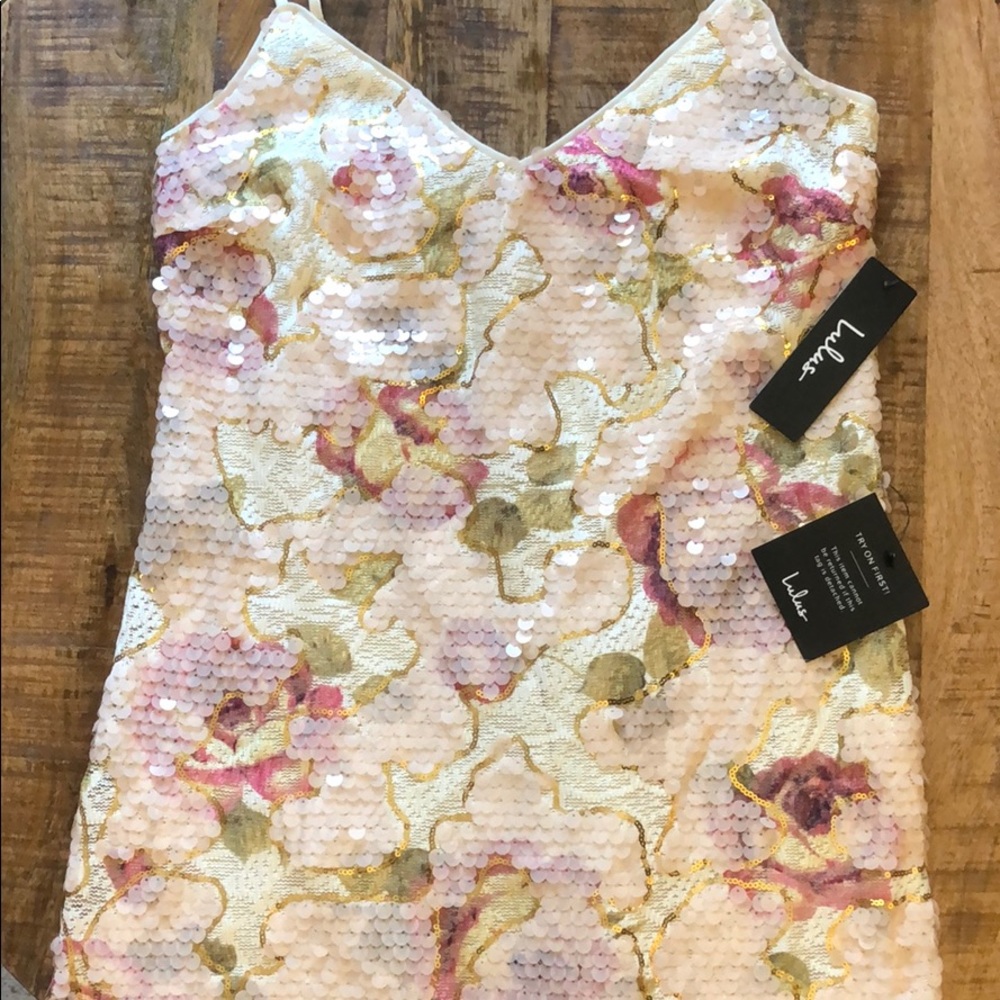 Lulus pink sequined mini dress